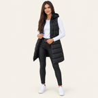 Women's Long Hooded Puffer Vest – Cozy Sleeveless Winter Layer