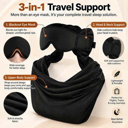 ✈️  3-in-1 Travel Sleep Support – Blackout Eye Mask & Head Support