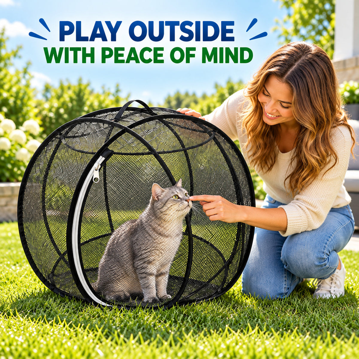 Portable Mesh Cat Playpen – Foldable Indoor & Outdoor Enclosure