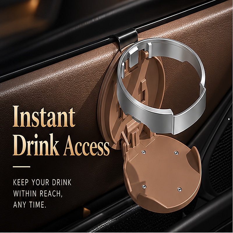 Universal Foldable Car Cup Holder with Hook