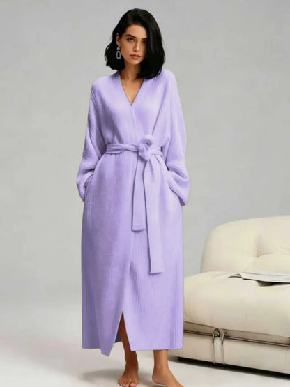 Women’s Long Fleece Robe – Soft Cozy Wrap Loungewear