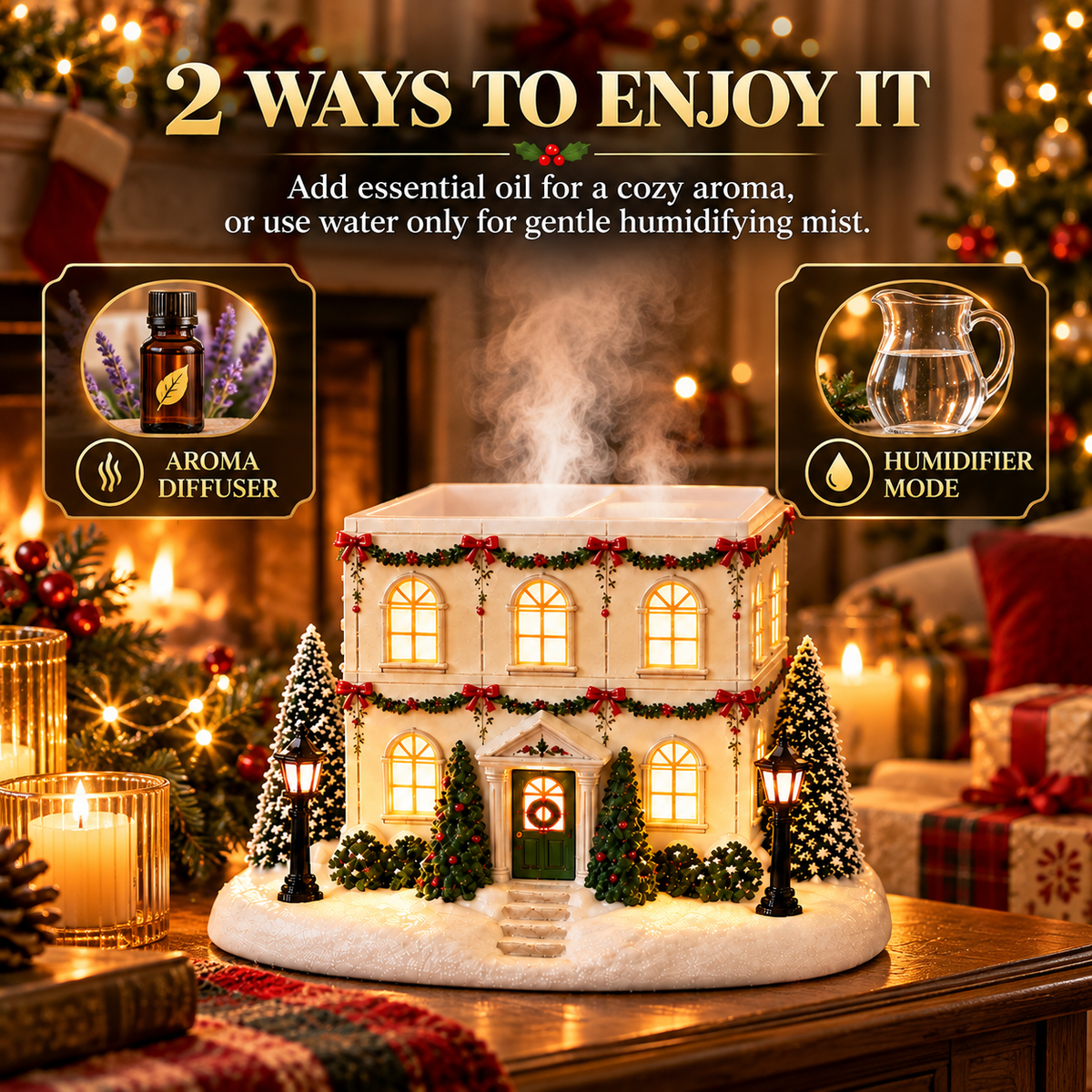 🎄Cozy Christmas Aroma Diffuser – Fill Your Home with Holiday Magic! ❄️