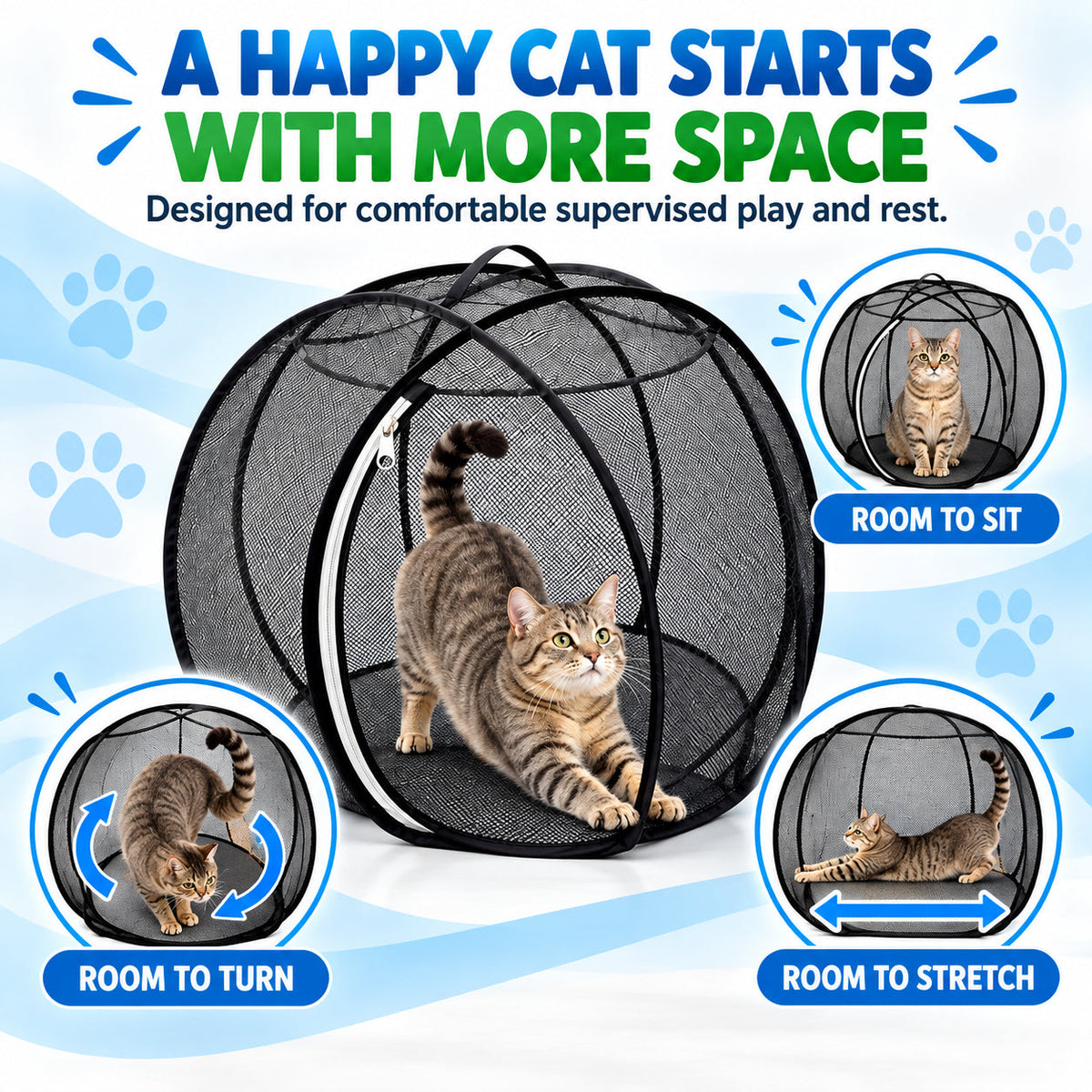 Portable Mesh Cat Playpen – Foldable Indoor & Outdoor Enclosure