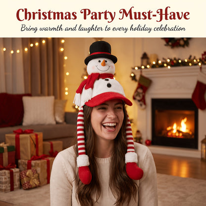 Cozy 3D Christmas Knit Hat – Fun Snowman & Reindeer Design
