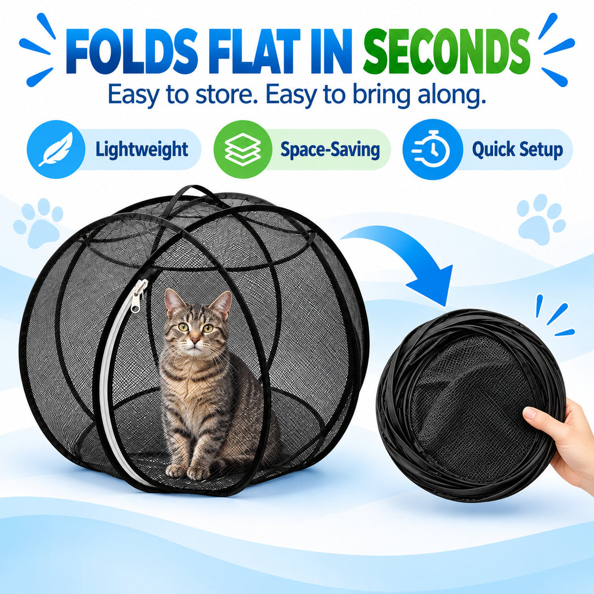 Portable Mesh Cat Playpen – Foldable Indoor & Outdoor Enclosure