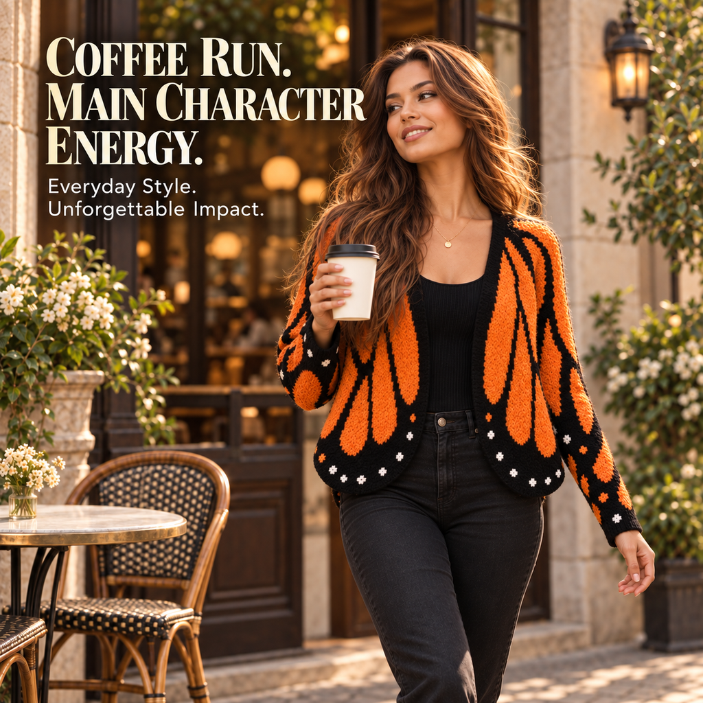 Women's Butterfly Wing Knit Cardigan – Elegant Batwing Sleeve Design