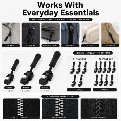 🔧Universal Detachable Zipper Repair Kit — Quickly Replace Zipper Sliders with No Tools Required🔧