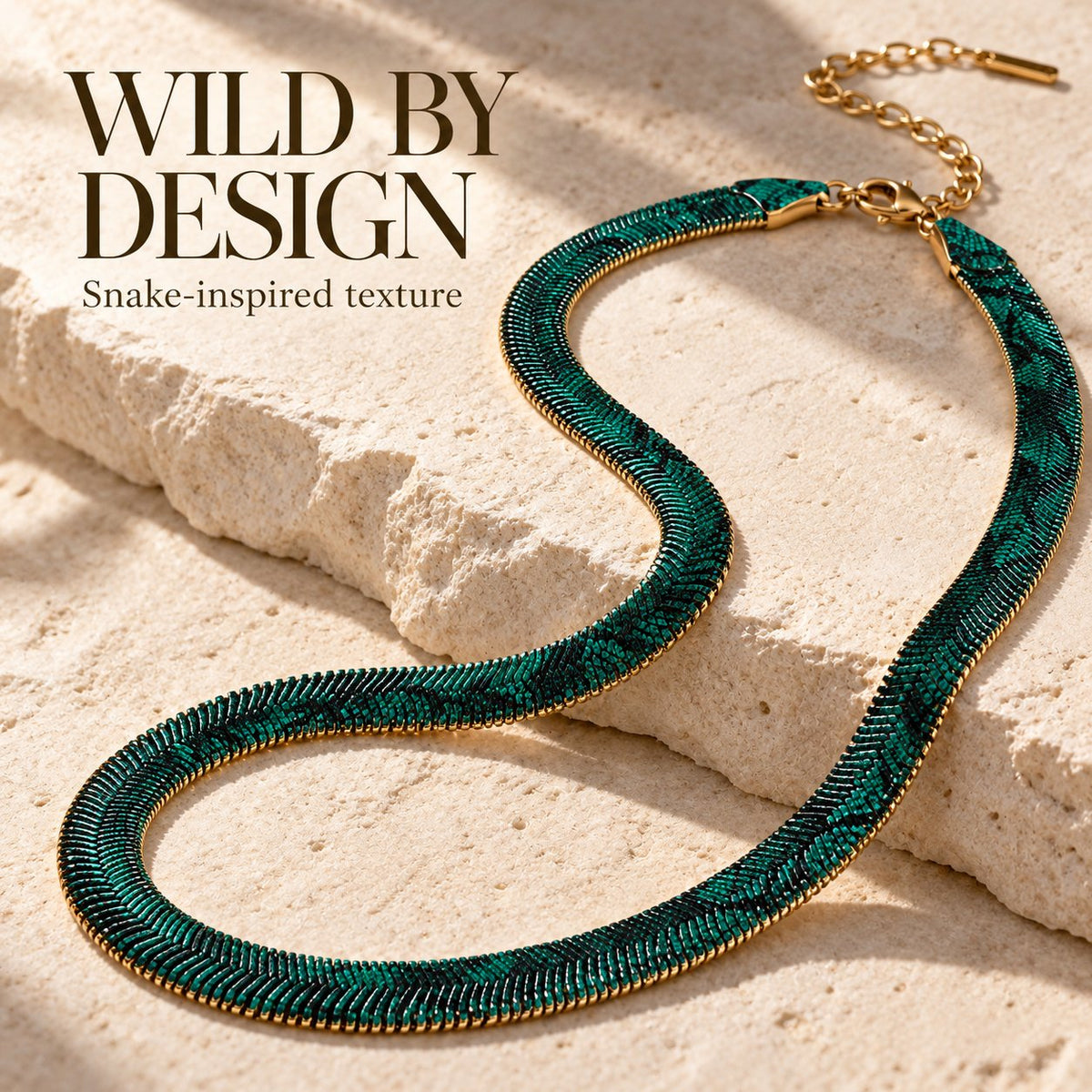 🐍✨ Snake-Inspired Statement Necklace — A Bold, Timeless Chain With Real Snake-Texture Details
