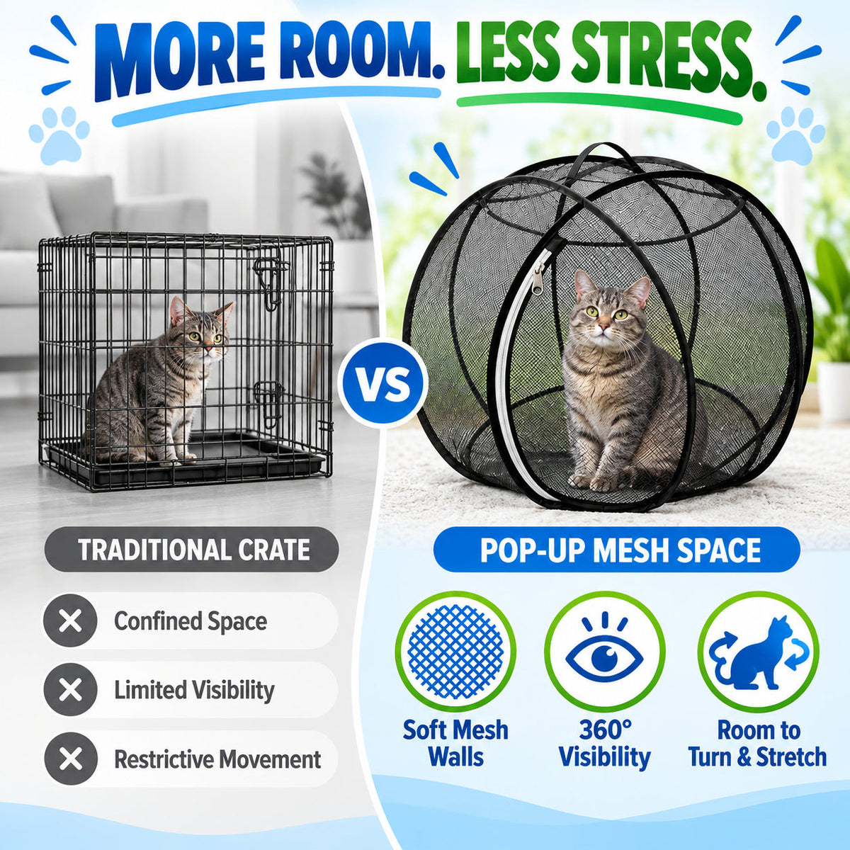 Portable Mesh Cat Playpen – Foldable Indoor & Outdoor Enclosure