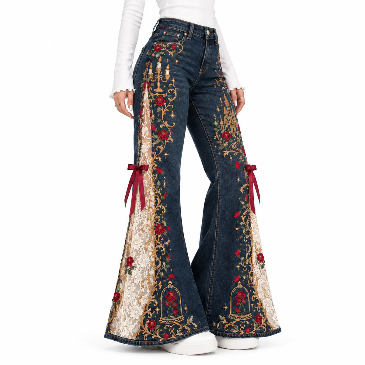 🎀✨ Princess Lace Jeans – Sweet Meets Street Style! 💕