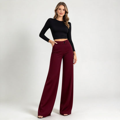 High Waist Wide Leg Pants - Elegant & Comfortable Casual Trousers