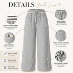 Women’s Plus Size High-Waisted Stretchy Striped Wide-Leg Casual Pants