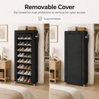 10-Tier Multifunctional Shoe Organizer with Side Storage