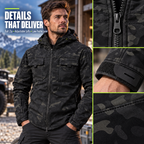 Men's Waterproof Fleece Hooded Jacket – 9-Pocket Utility Design