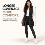 Women's Long Hooded Puffer Vest – Cozy Sleeveless Winter Layer