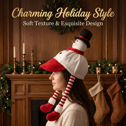 Cozy 3D Christmas Knit Hat – Fun Snowman & Reindeer Design