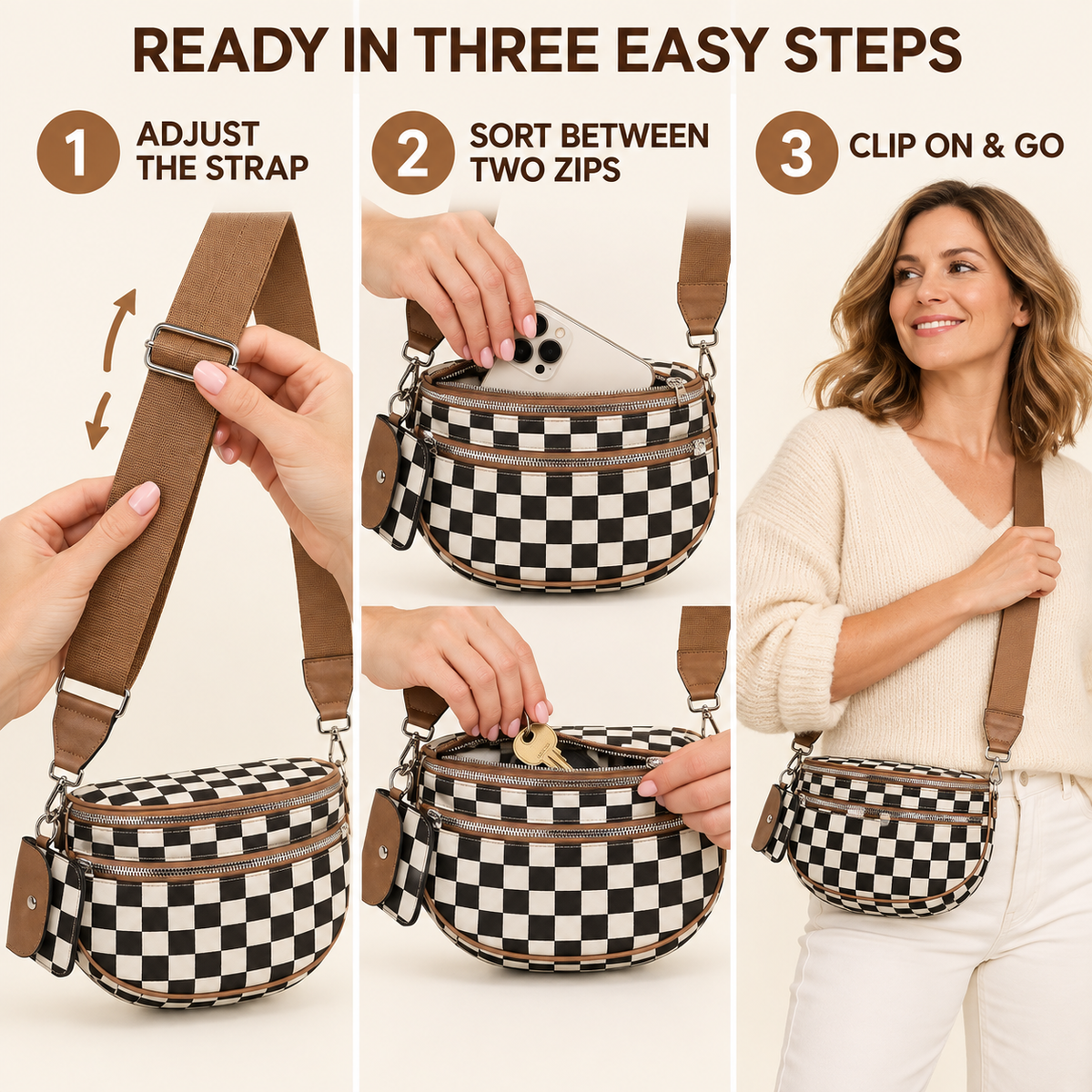👜Women's Stylish Vintage Plaid Large-Capacity Crossbody Bag👜