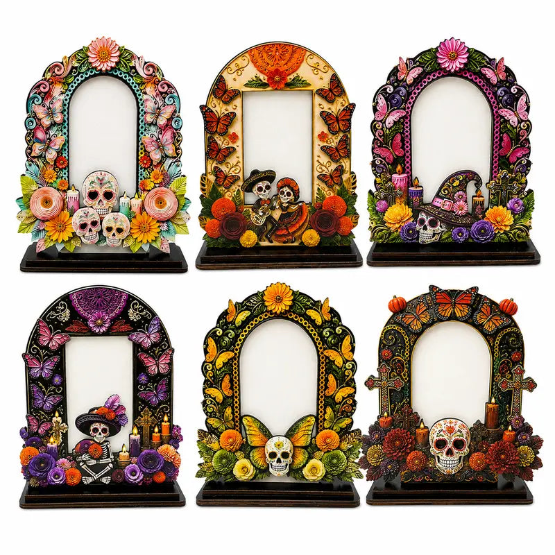Wooden Day of the Dead Memorial Picture Frame