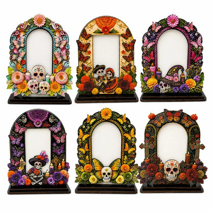 Wooden Day of the Dead Memorial Picture Frame