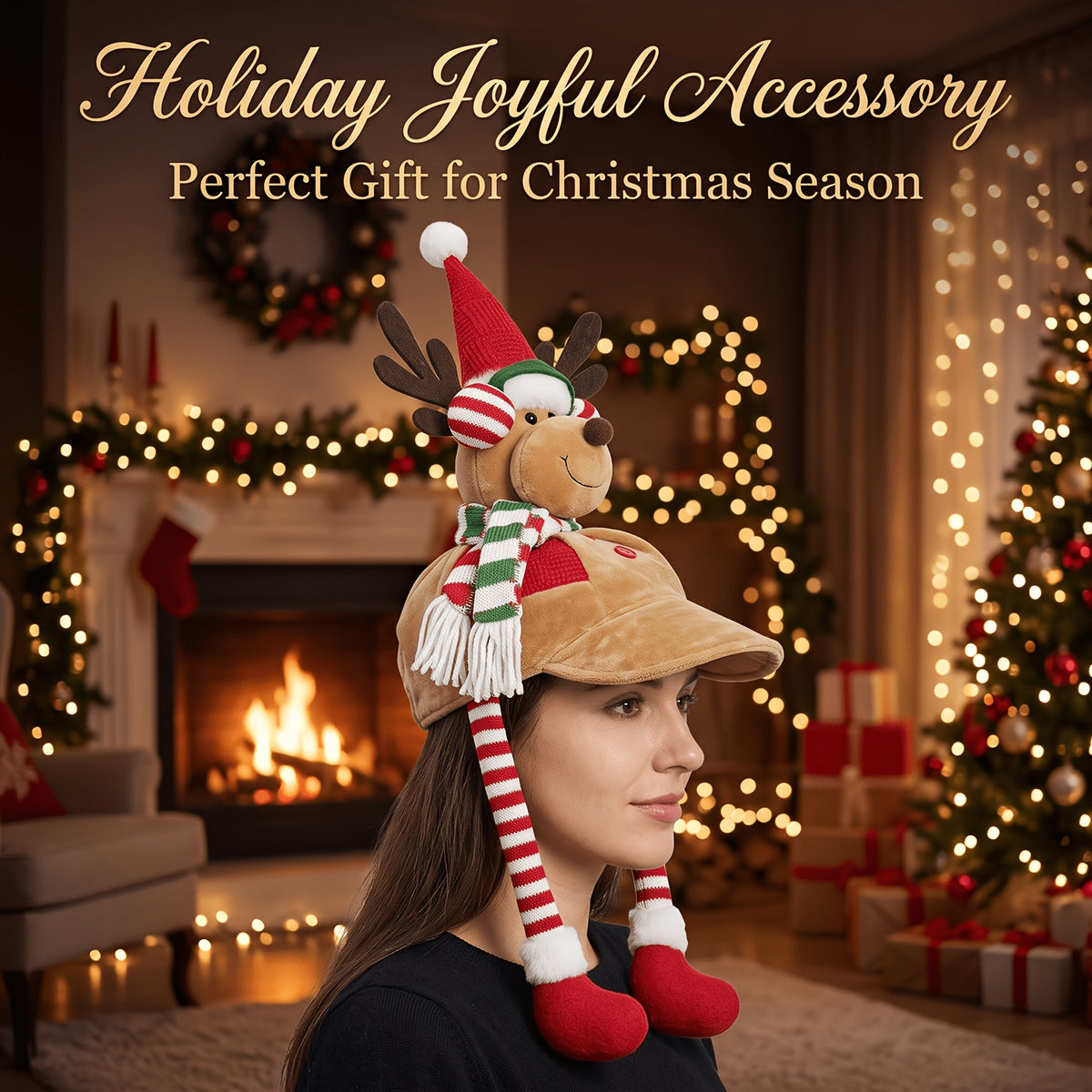 Cozy 3D Christmas Knit Hat – Fun Snowman & Reindeer Design