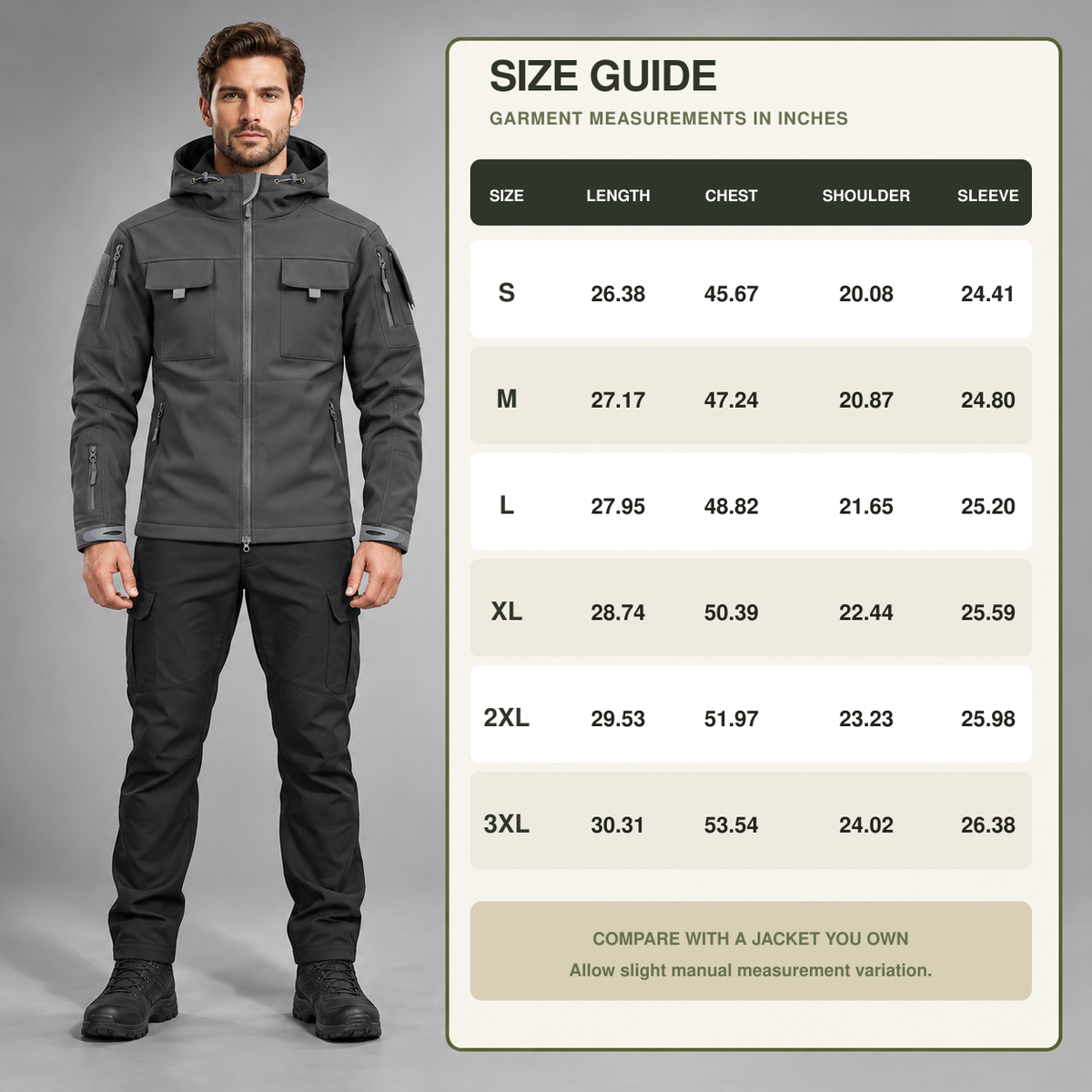 🧥Men's Waterproof Outdoor Fleece-Lined Hooded Jacket with 9 Pockets🧥