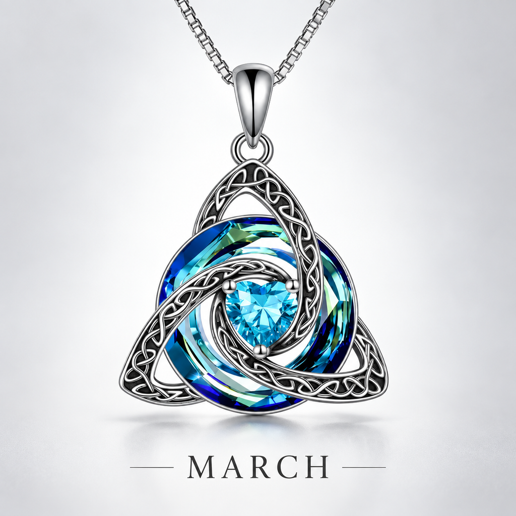 Celtic Trinity Knot Birthstone Necklace - Eternal Love Pendant & Perfect Gift
