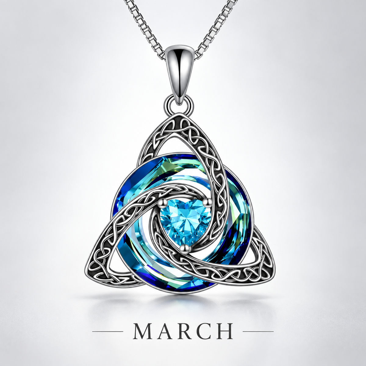 Celtic Trinity Knot Birthstone Necklace - Eternal Love Pendant & Perfect Gift