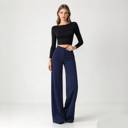 High Waist Wide Leg Pants - Elegant & Comfortable Casual Trousers