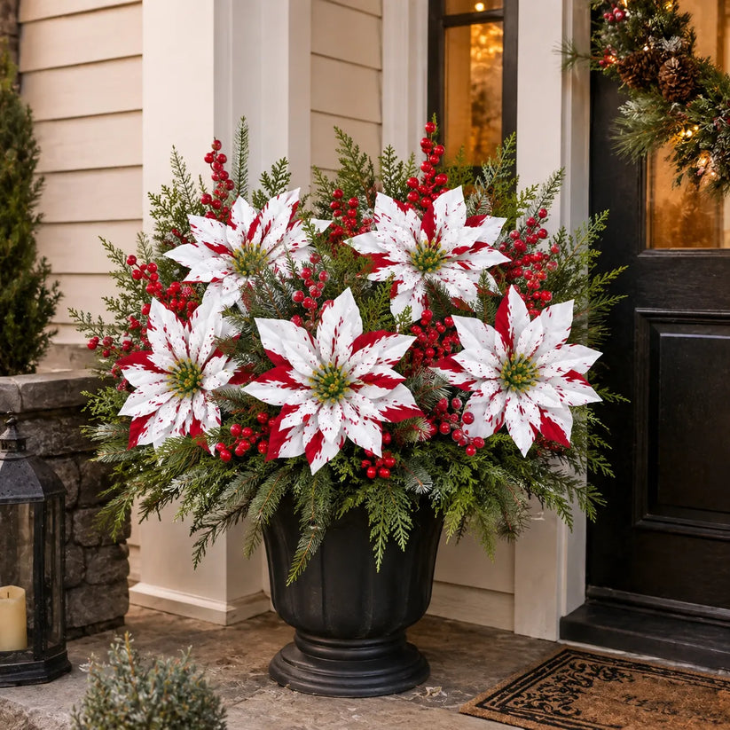 🌸Classic Red Poinsettia Planter Inserts – The #1 Christmas Flower That Never Wilts, Never Fades, Never Needs Watering