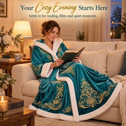 👑 Fairytale Royal Heated Robe – Plush Sherpa Lined Electric Heating Long Dressing Gown 🔥