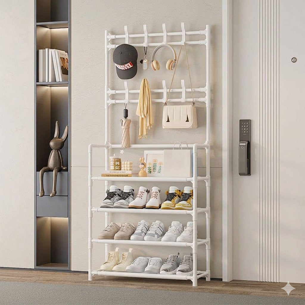 3-in-1 Entryway Coat & Shoe Storage Rack