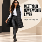 Women's Long Hooded Puffer Vest – Cozy Sleeveless Winter Layer