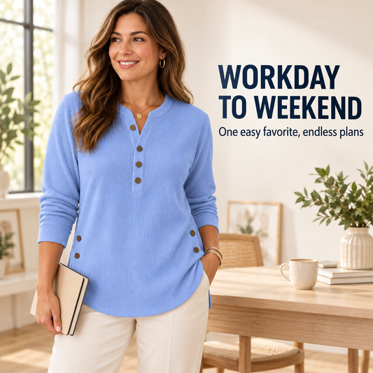 Women's Relaxed Fit Corduroy Top with Button Details