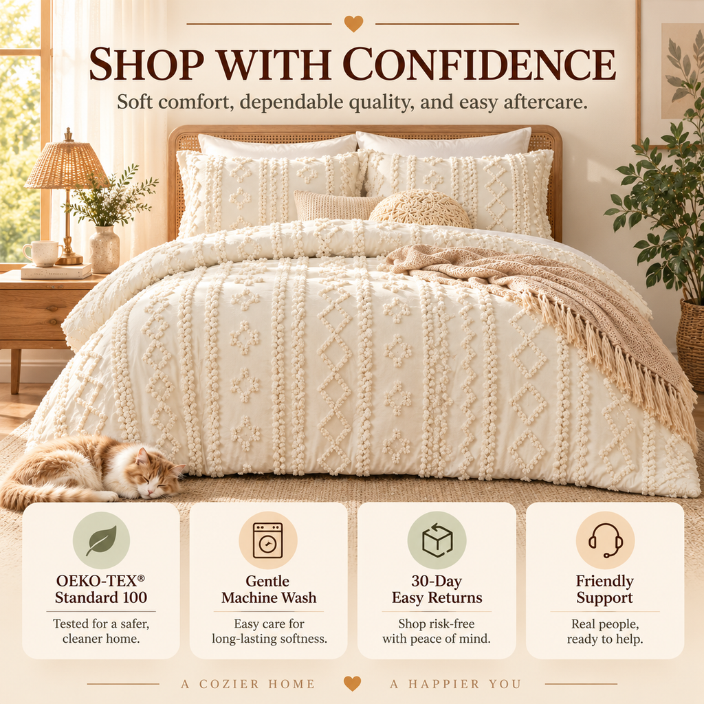 Boho Tufted Embroidery Comforter Set