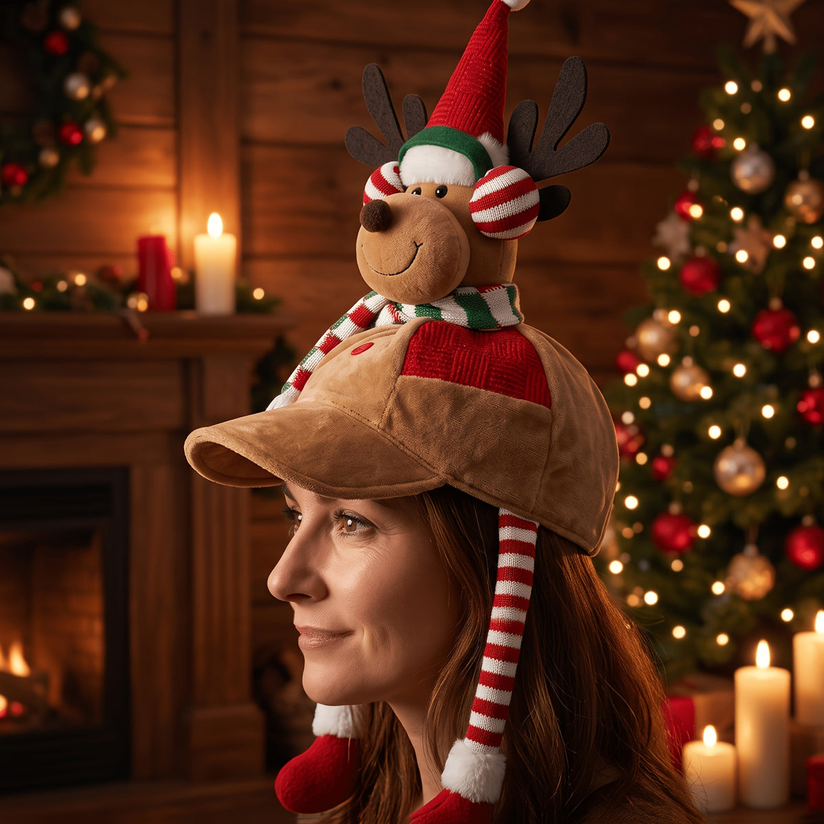 Cozy 3D Christmas Knit Hat – Fun Snowman & Reindeer Design