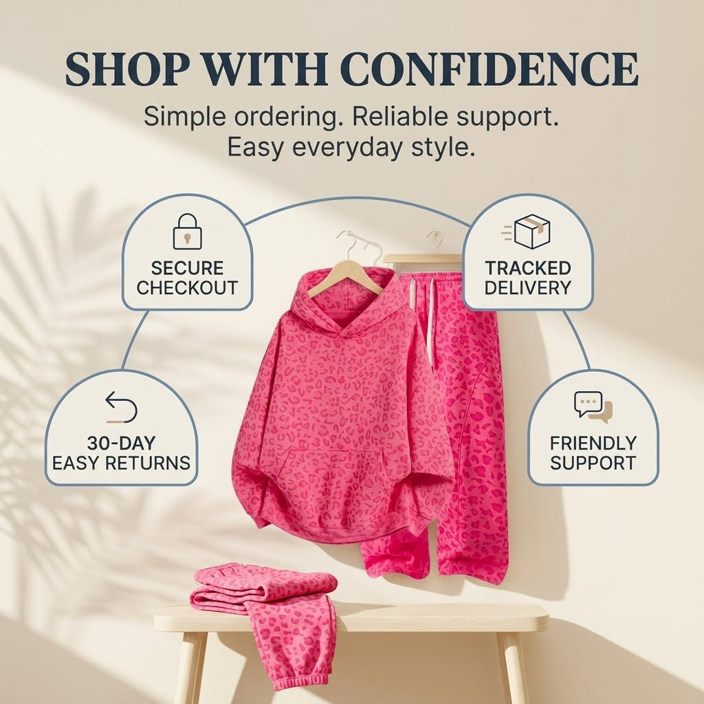 Unisex Cotton 2-Piece All-Over Leopard Print Streetwear Set