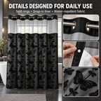 Hookless Double-Layer Shower Curtain with Snap-in Fabric Liner