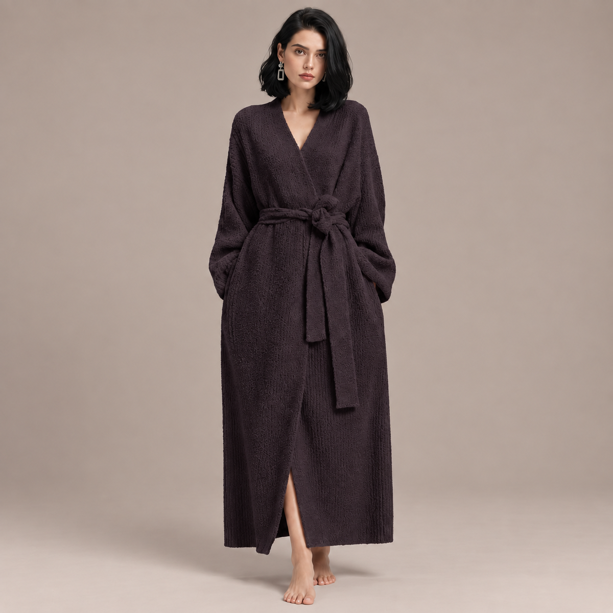 Women’s Long Plush Fleece Robe – Cozy Winter Loungewear