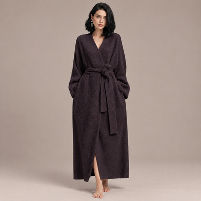 Women’s Long Plush Fleece Robe – Cozy Winter Loungewear