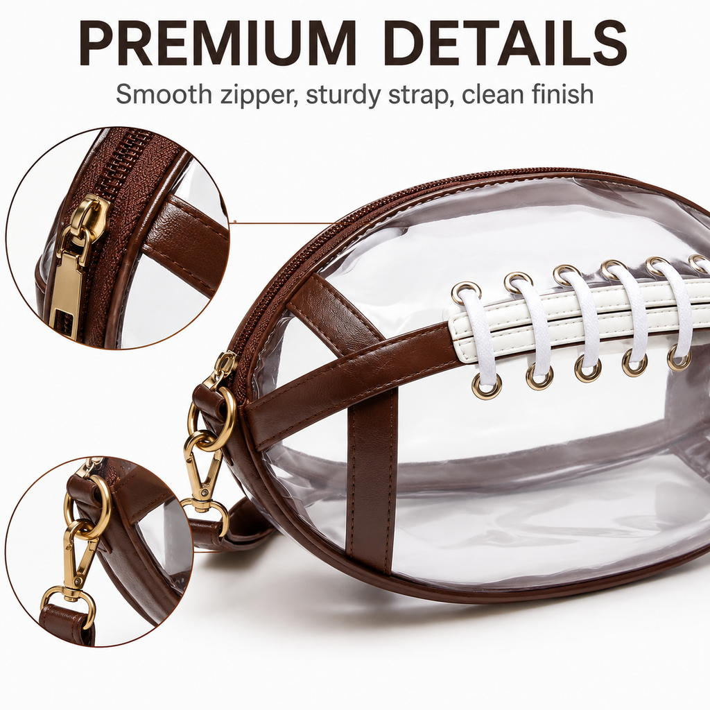 Football-Shaped Clear Crossbody Bag