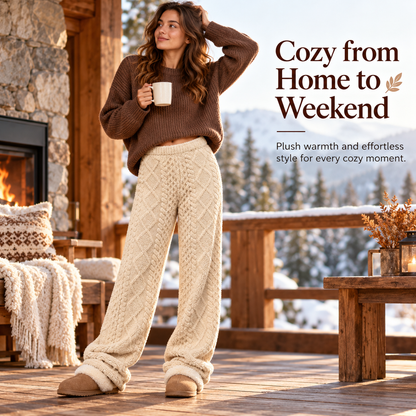 Women’s Cozy Cable-Knit Wide-Leg Pants