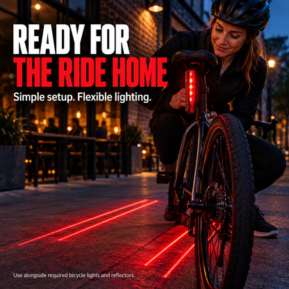🚴 6-Mode USB Rechargeable LED Bike Tail Light with Laser Safety Lines