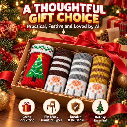 16/24 Pcs Christmas Knit Chair Leg Socks with Felt Pads – Non-Slip Furniture Floor Protectors