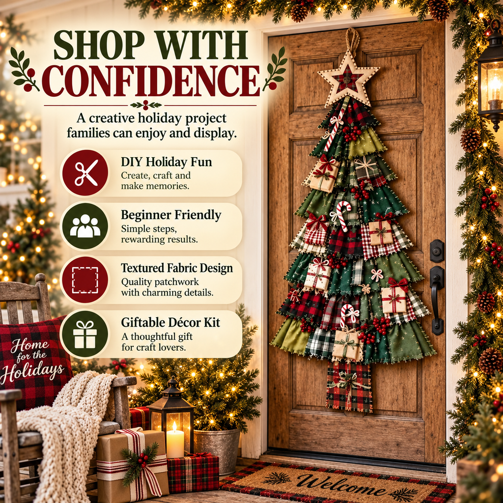 DIY Oversized Patchwork Christmas Tree Door Hanging Kit with Tools