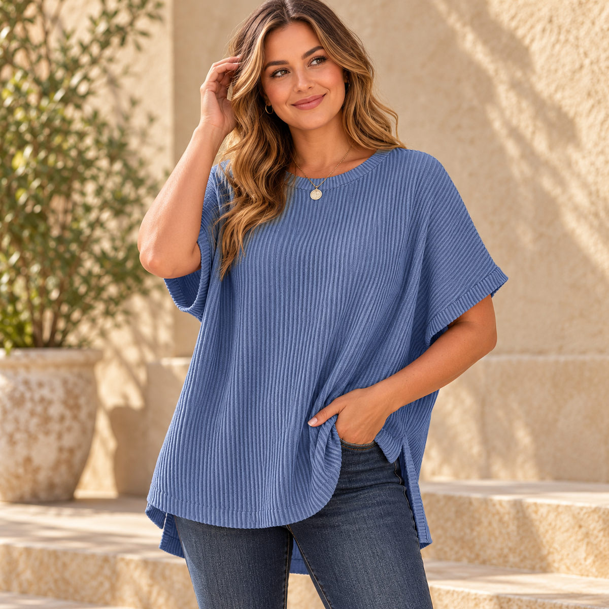 💕Women's Oversized Cotton Knit Top – Flattering Loose Fit🍂
