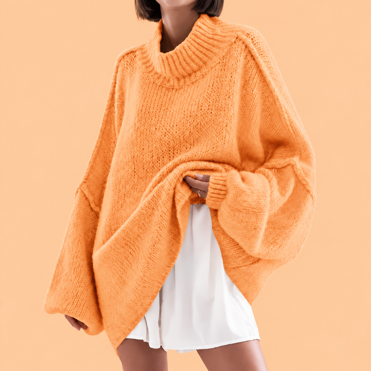 🍂 Oversized Batwing Sleeve Knit Sweater – Effortless Fall Style! 💕