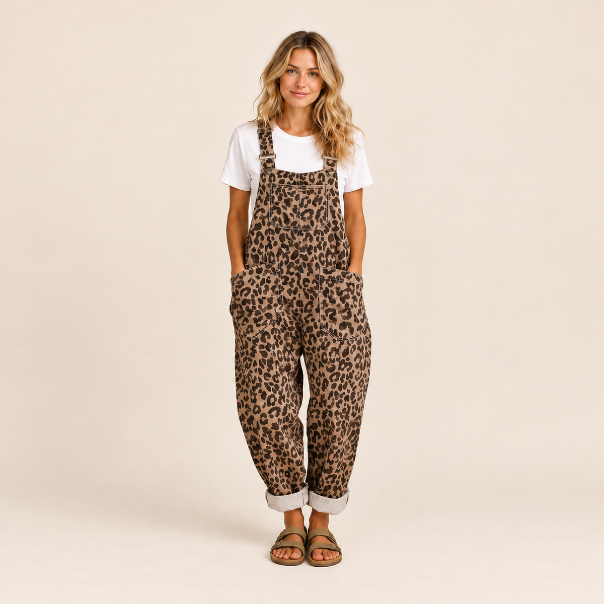 🐆 Women's Leopard Print Wide-Leg Denim Overalls 💖