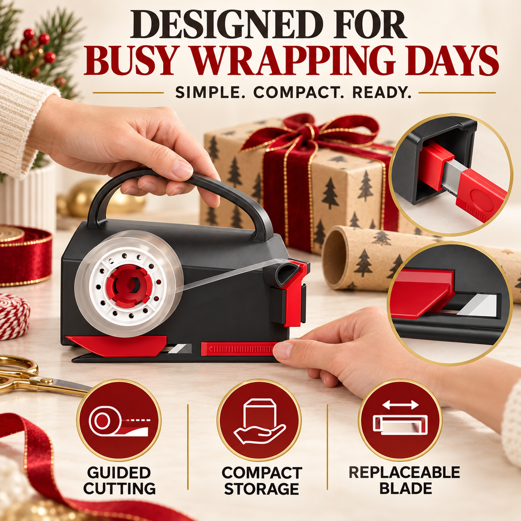 2-in-1 Wrapping Paper Cutter & Tape Dispenser