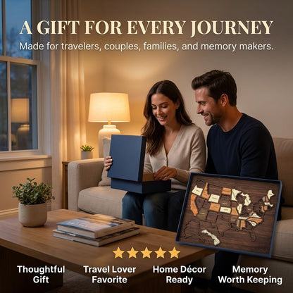 Wooden USA Travel Memory Map – Personalized State Tracker & Home Decor