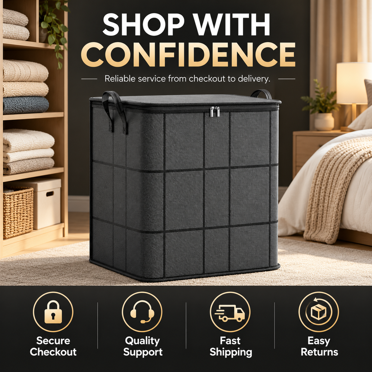 220L Foldable Storage Bag – Extra Large Organizer for Clothes, Blankets & Bedding